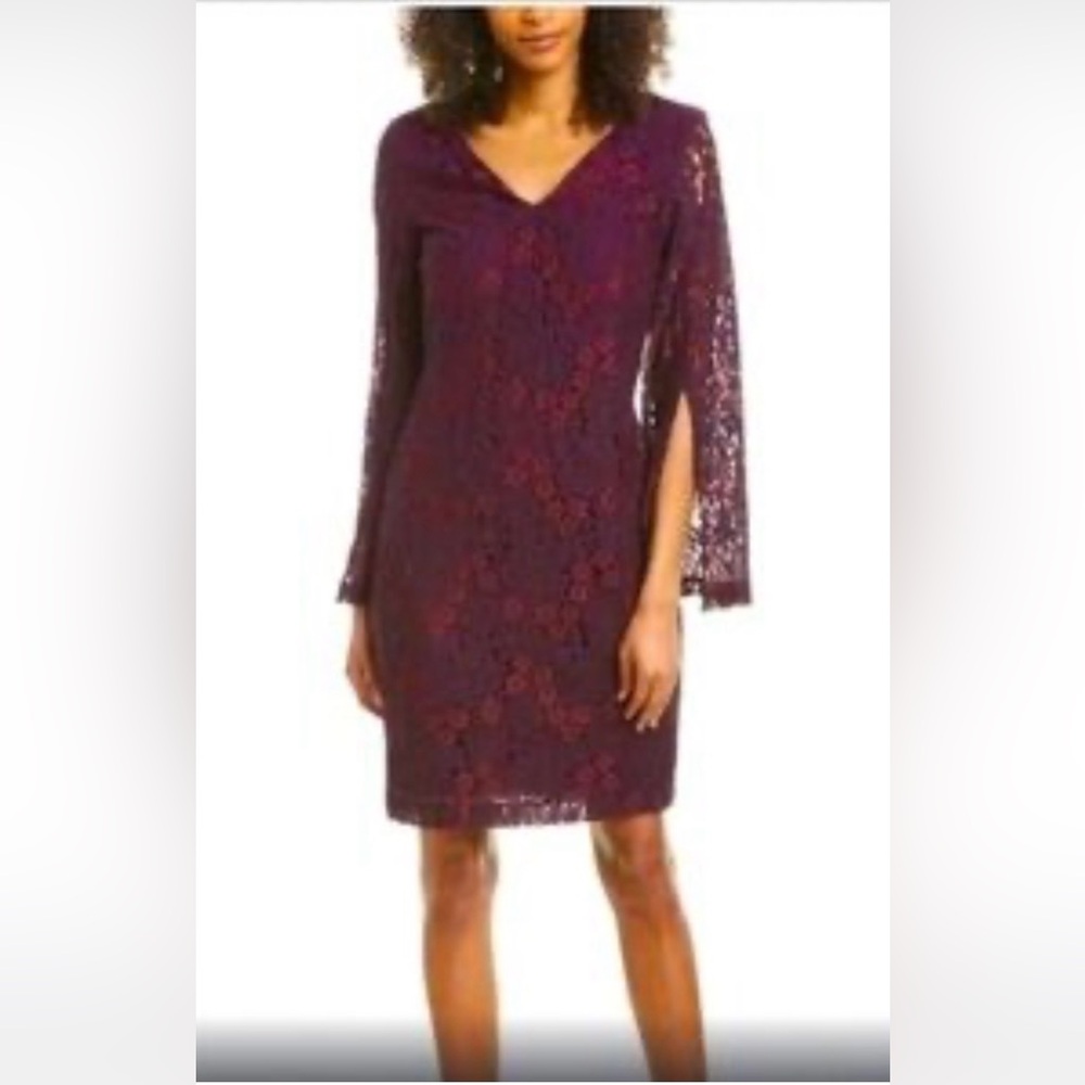 Donna Karan Elegant Purple Lace Dress Size 4